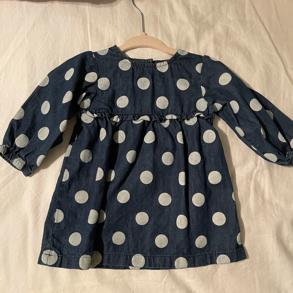 TODDLER DENIM POLKA DOT DRESS